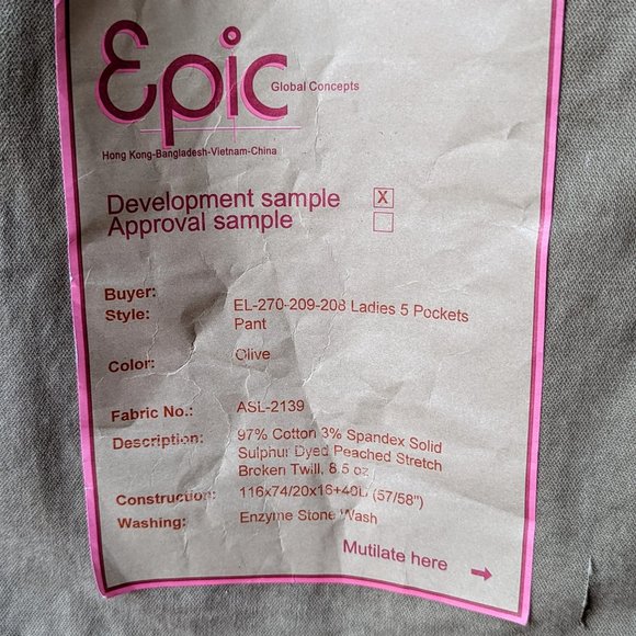 NWT Epic Studio olive color ladies pants - Picture 9 of 16